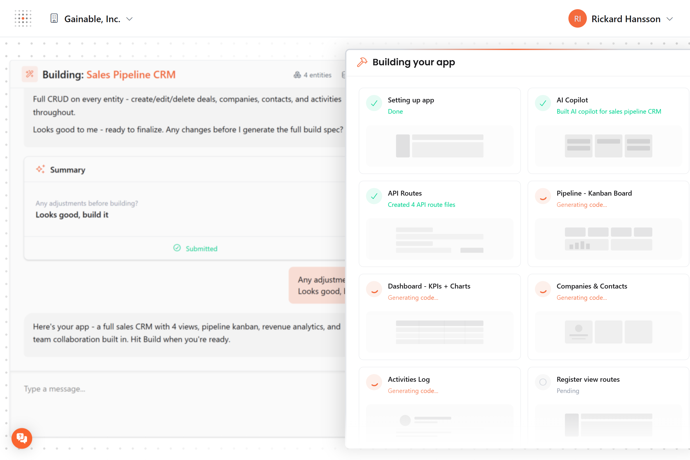 Gaia analyzes and builds